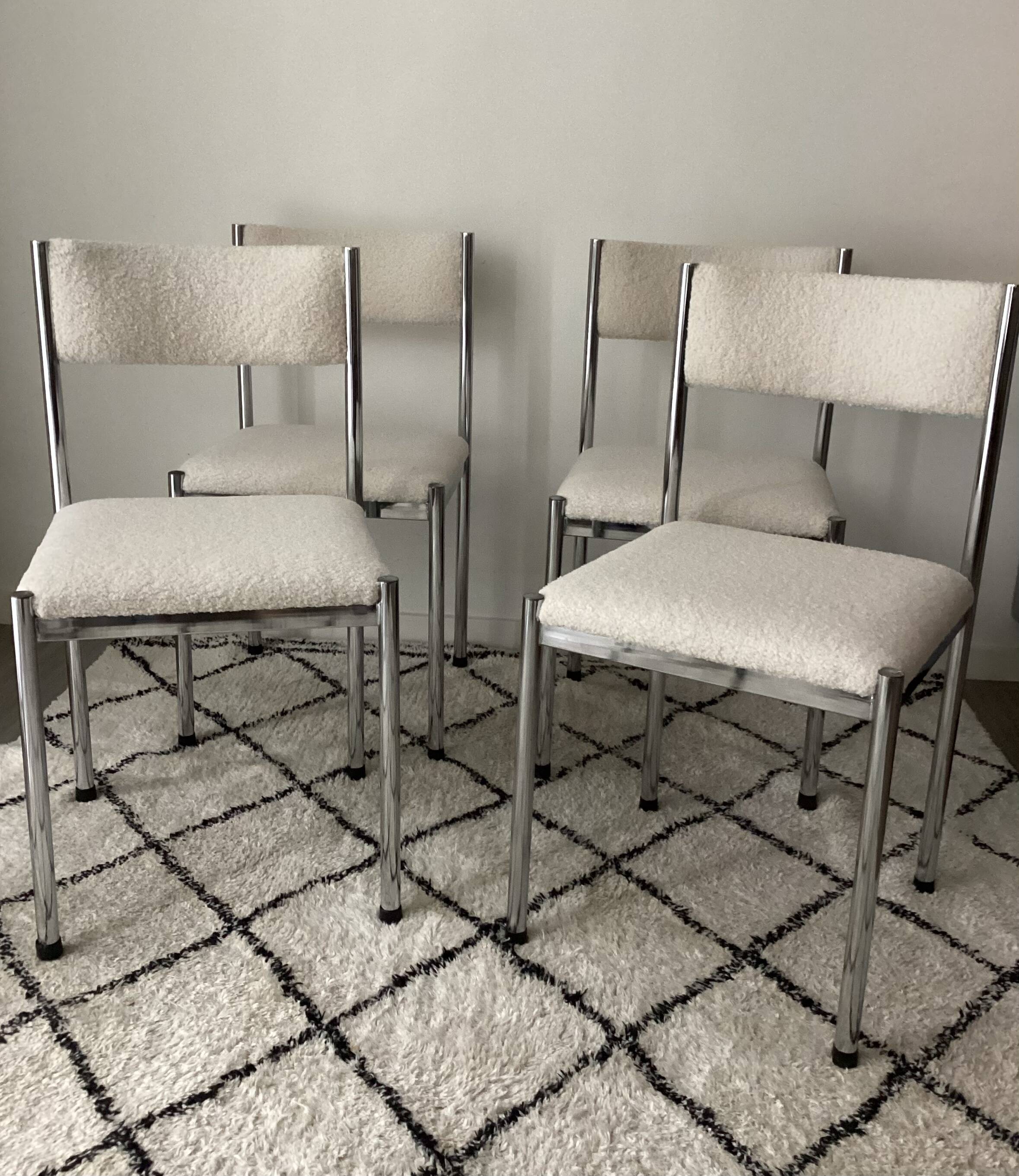 Vintage chairs from the 70s restored with a French terry fabric