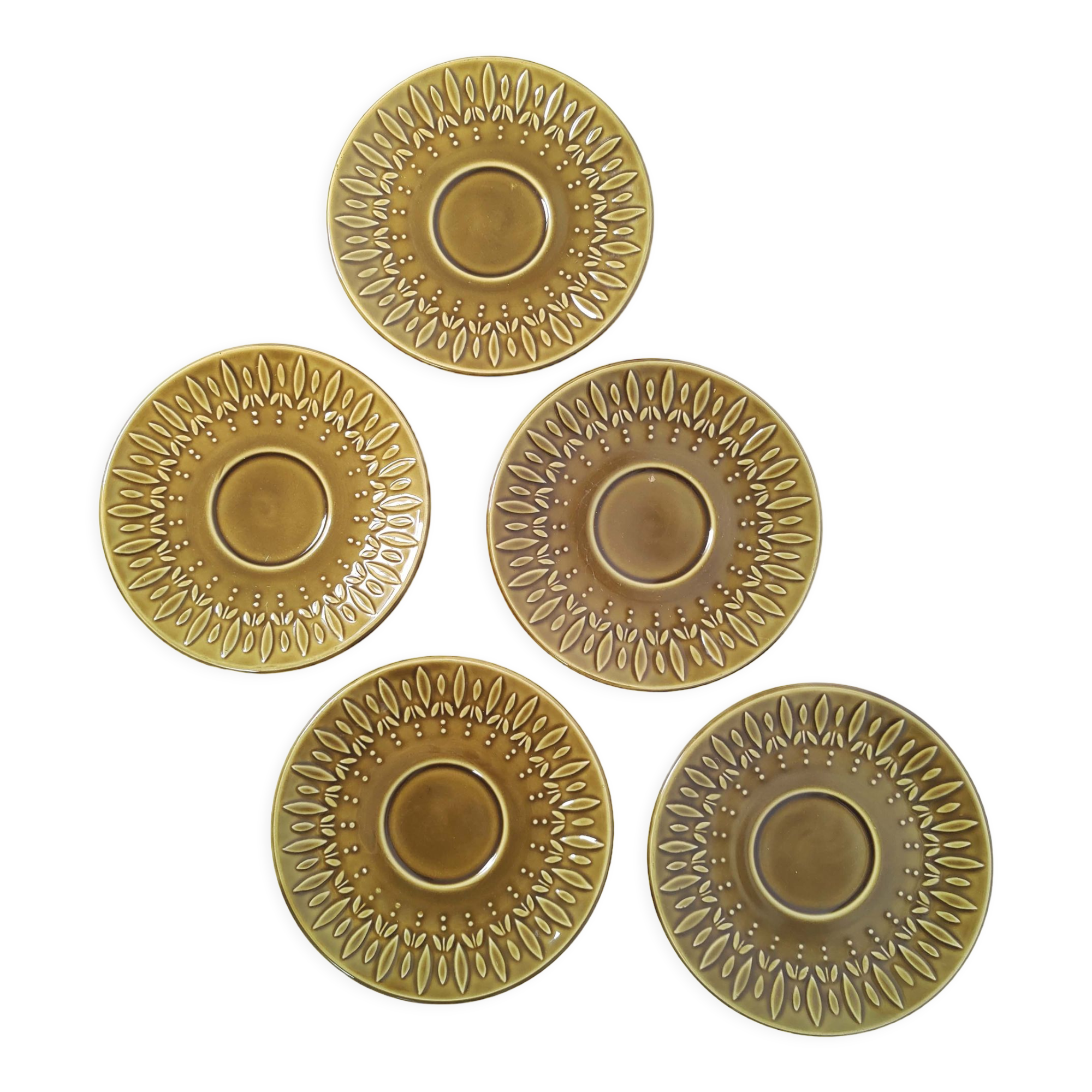 Lot 5 plates sarreguemines ceramic seventies