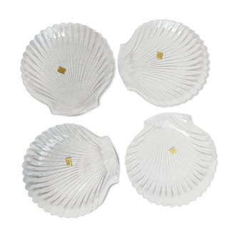 Lot de 4 assiettes à dessert coquillage en verre Arcoroc