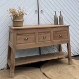 Solid wood craft furniture with 3 drawers: console table / washbasin unit / TV unit
