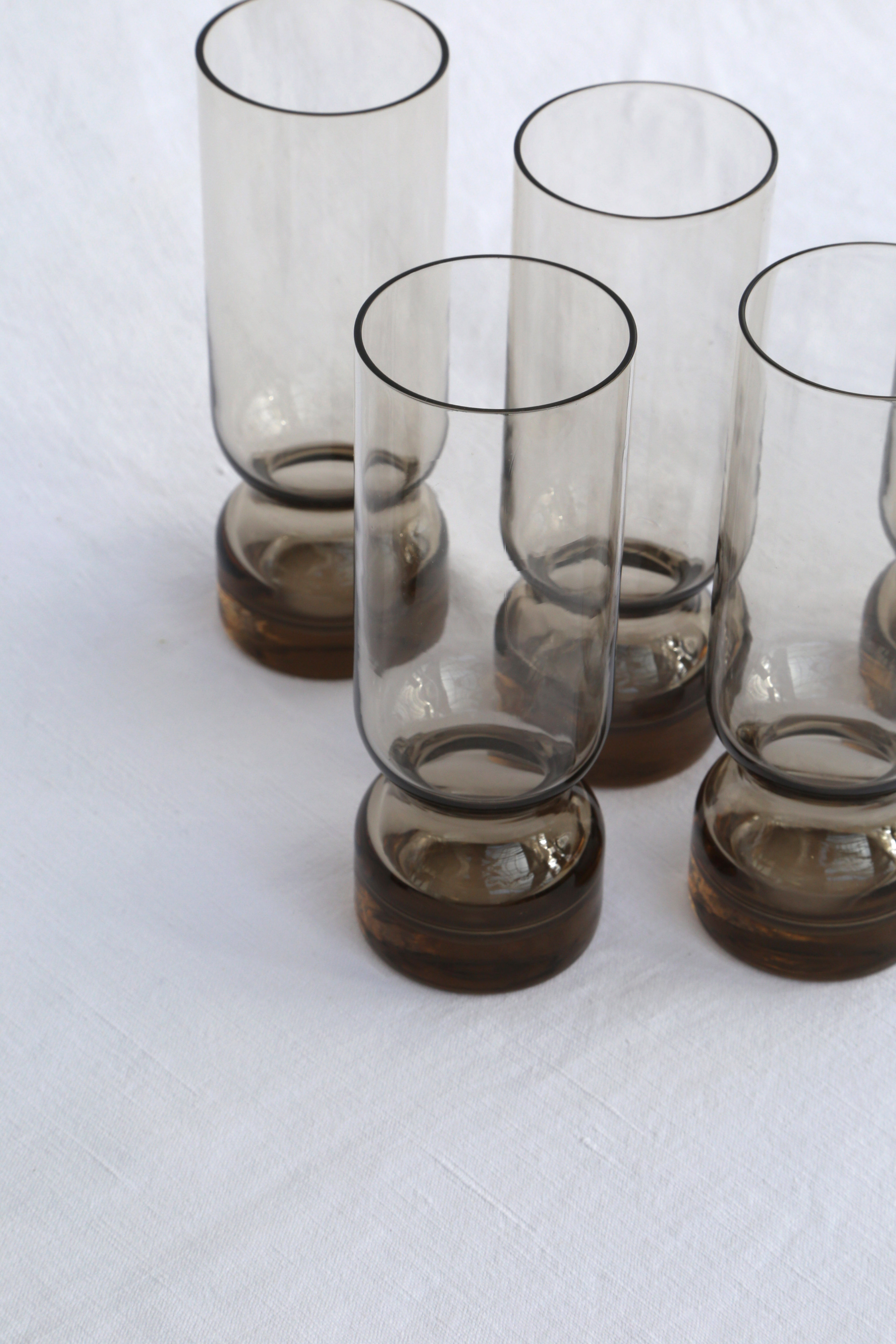 6 high glasses in smoked glass