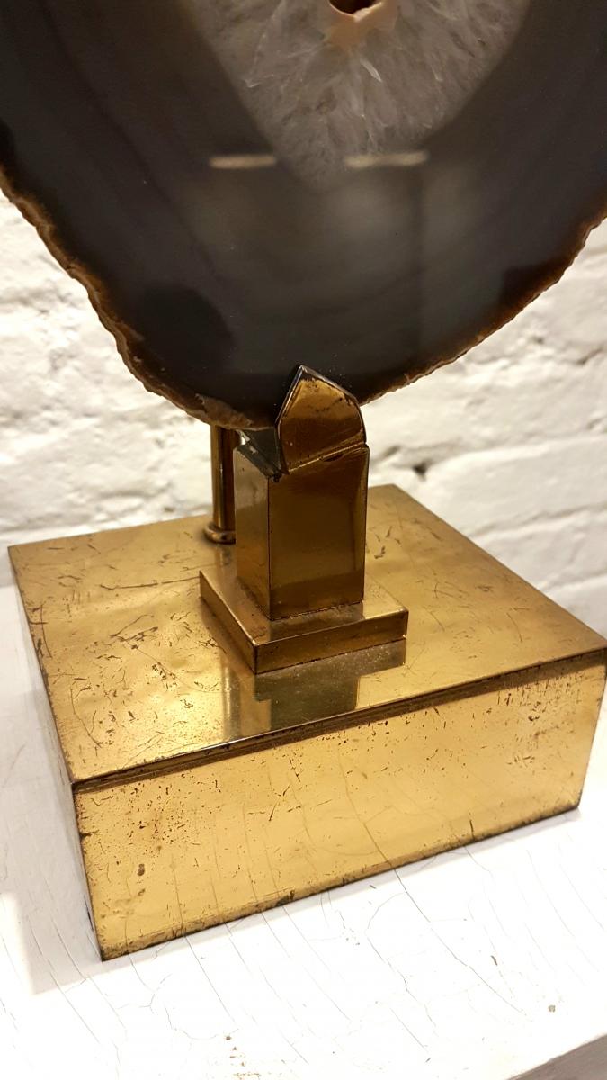 Gilded brass and agate desk lamp by Willy Daro 1980s