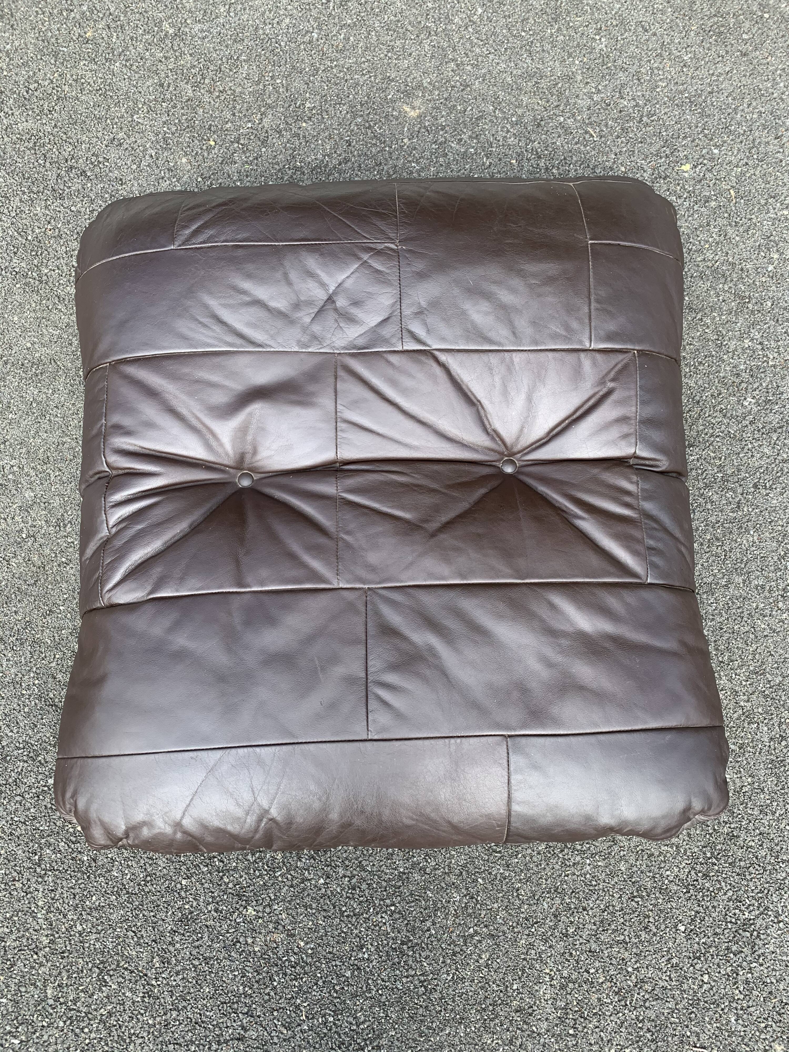 Pair of armchairs and ottoman leather Marsala by Michel Ducaroy for Ligne Roset 1970