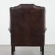 Brown cowhide leather Chesterfield wingback armchair in English style