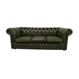 Chesterfield leather green sofa three seats