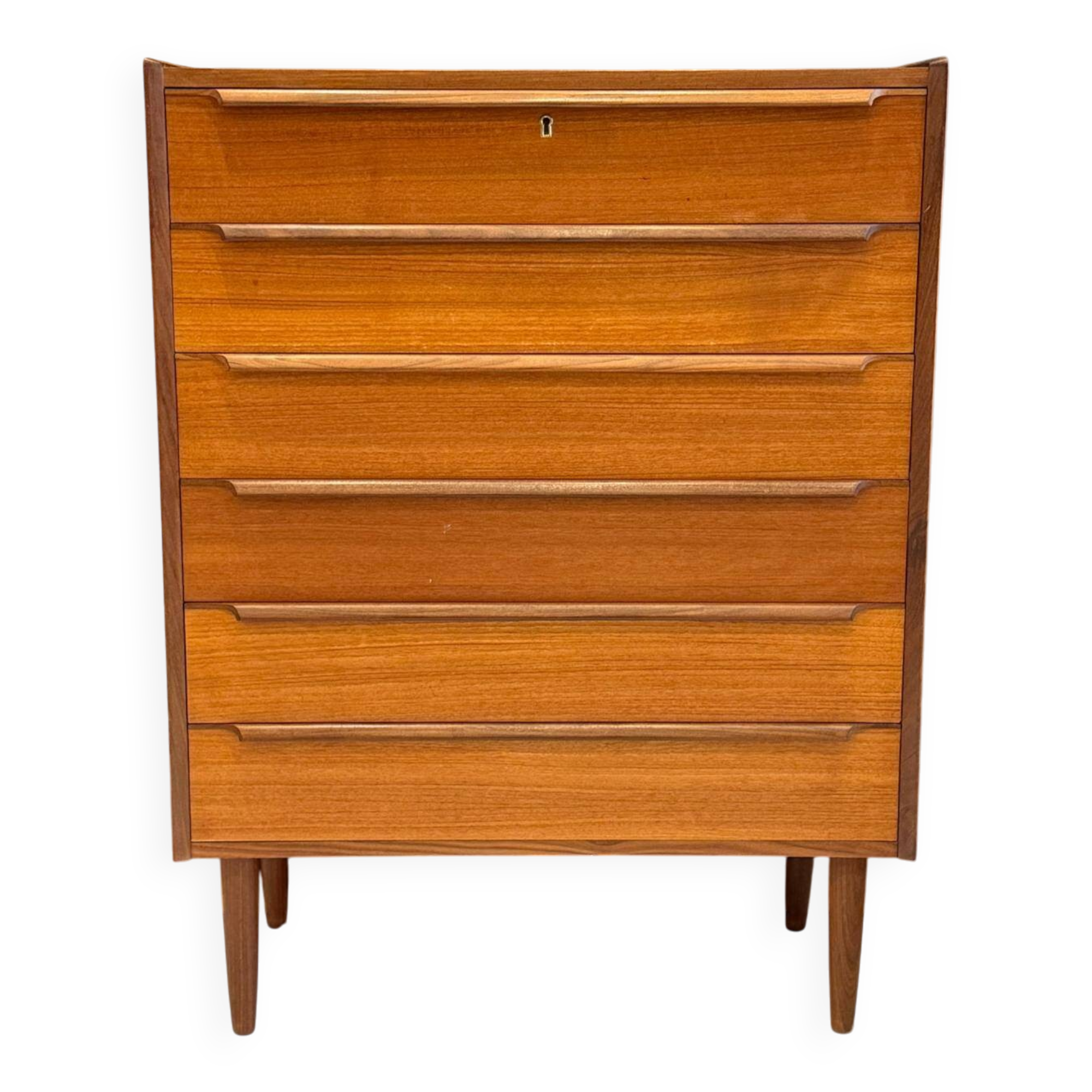 Large Scandinavian teak chest of drawers.