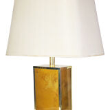 Lampe en laiton et verre poudré