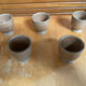 Set of 5 Vintage Beige Stoneware Egg Cups
