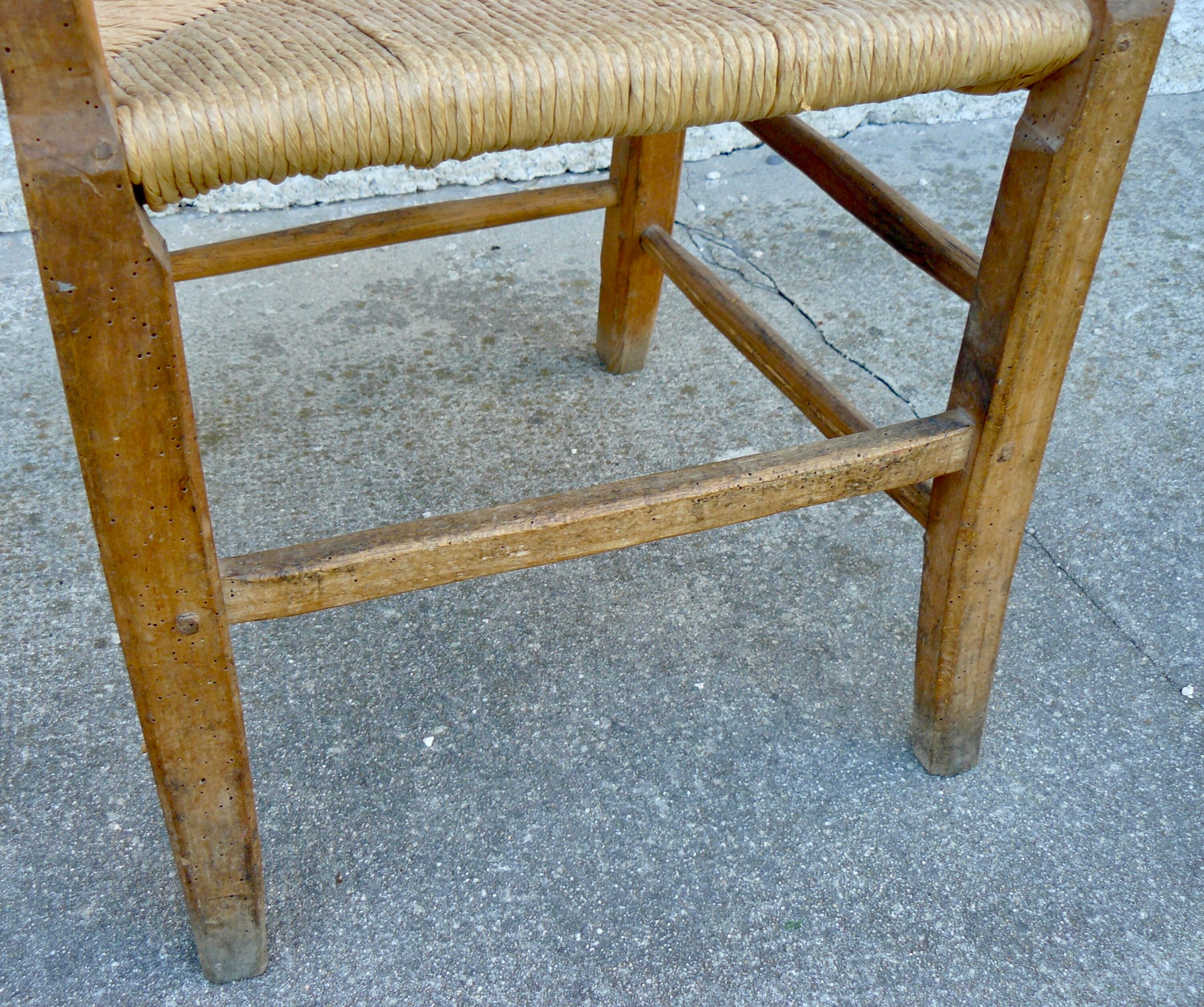 Brutalist straw armchair Folk art