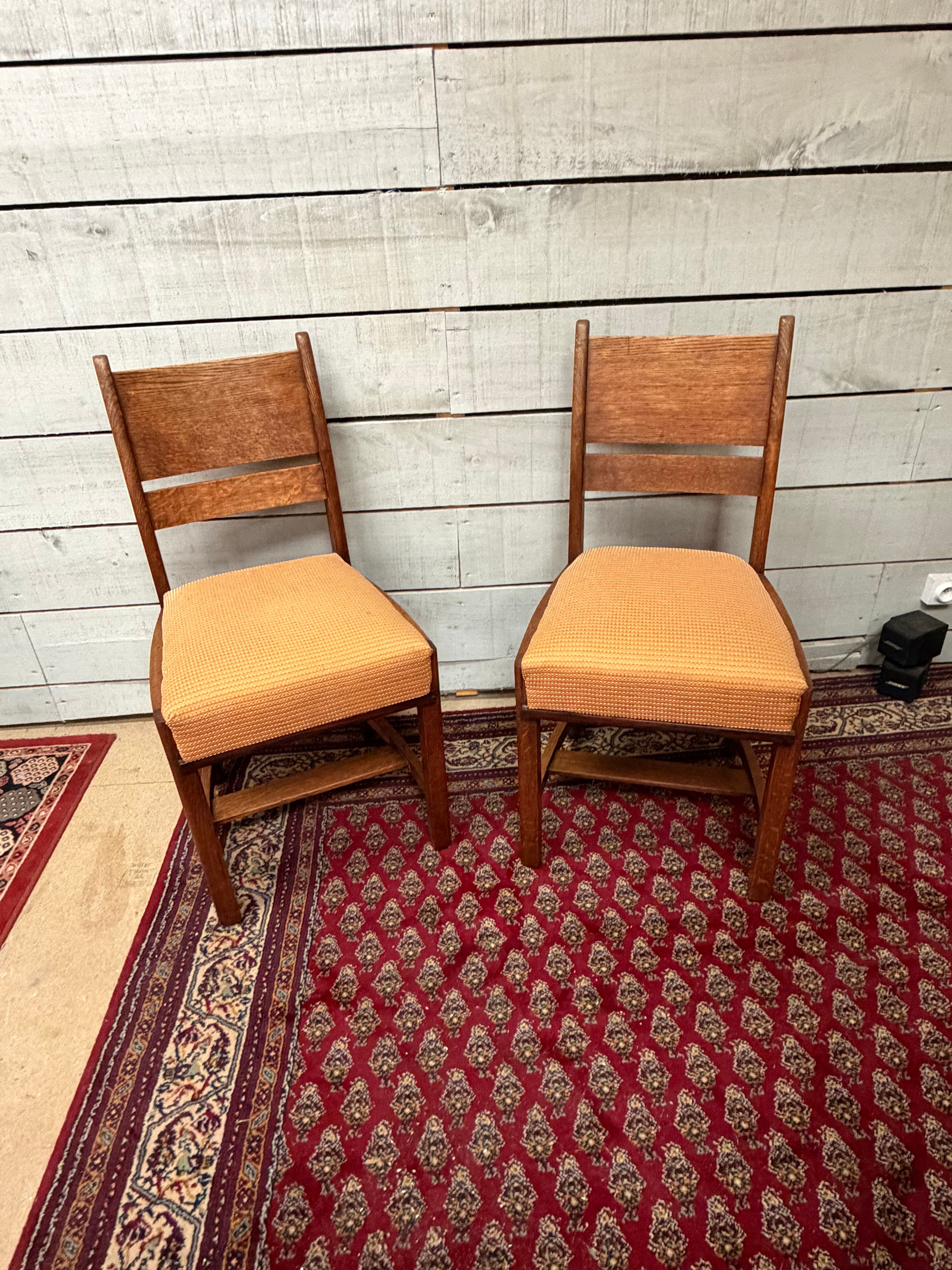 Pair of oak chairs in Art Deco design, Netherlands.