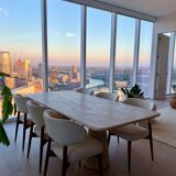Travertine Rectangle Dining Table, in the Style of 1970 Angelo Mangiarotti