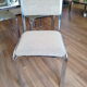 Table and 4 70s chairs chrome base and smoked glass tray chairs green water fabric
