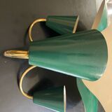 Vintage 3-light chandelier in gilded brass and metal from the 50s