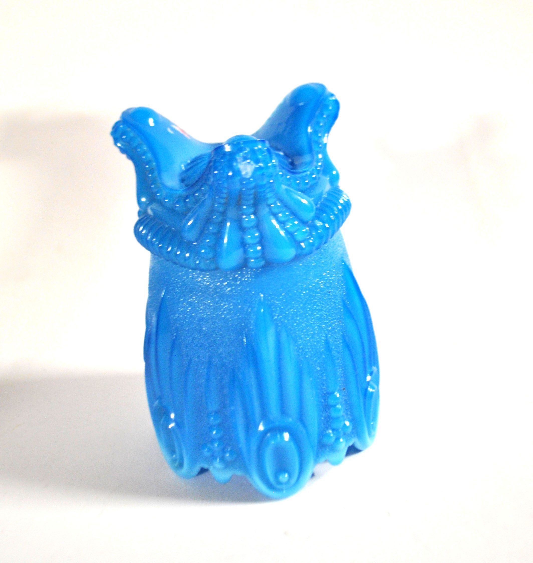 Portieux Gothic opaline goblet candle holder in blue opaline signed - 1910