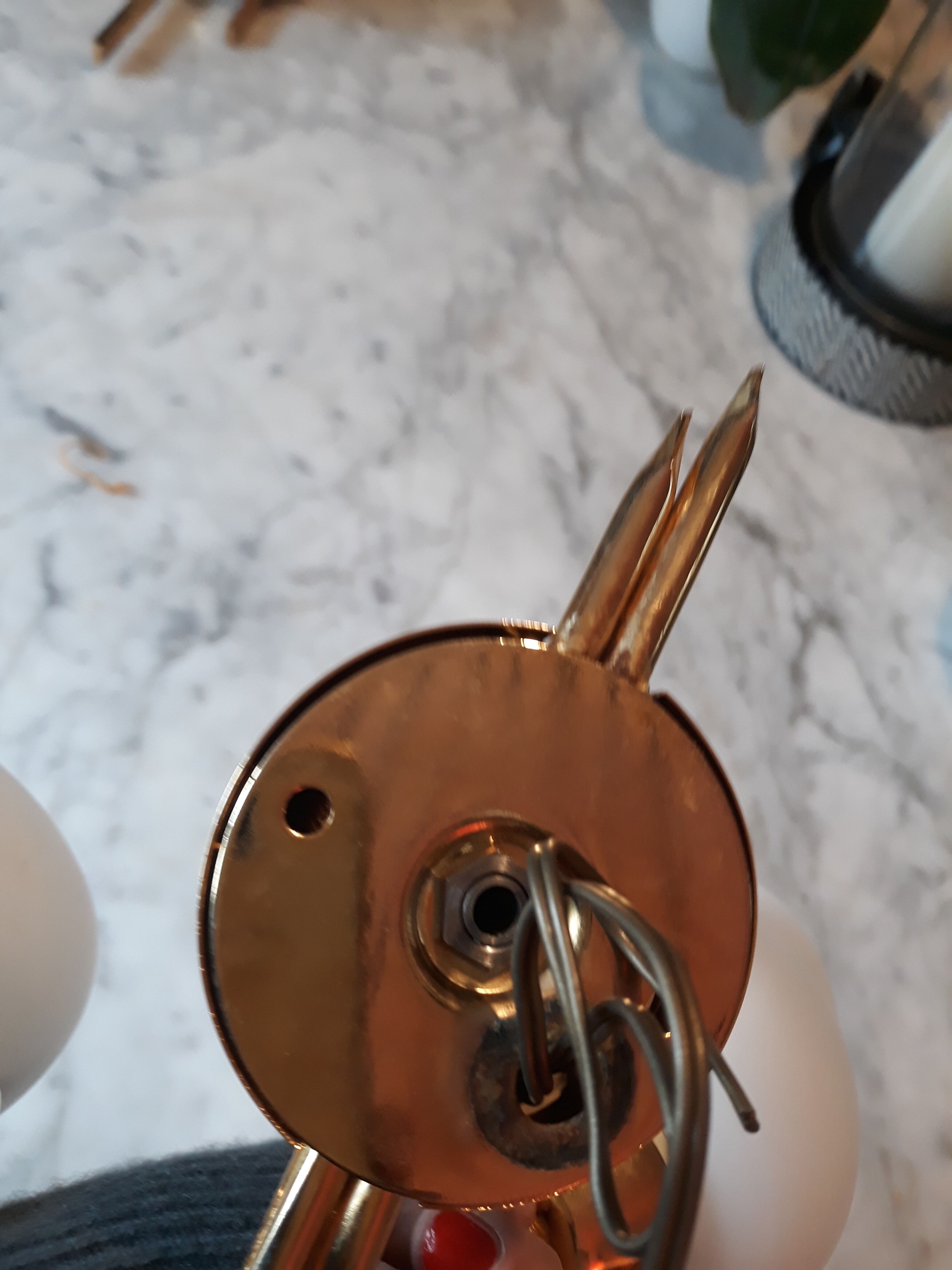 Double wall light gold metal and opaline 60s