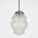 Art Deco pendant lamp with green glass shade, France ca. 1940