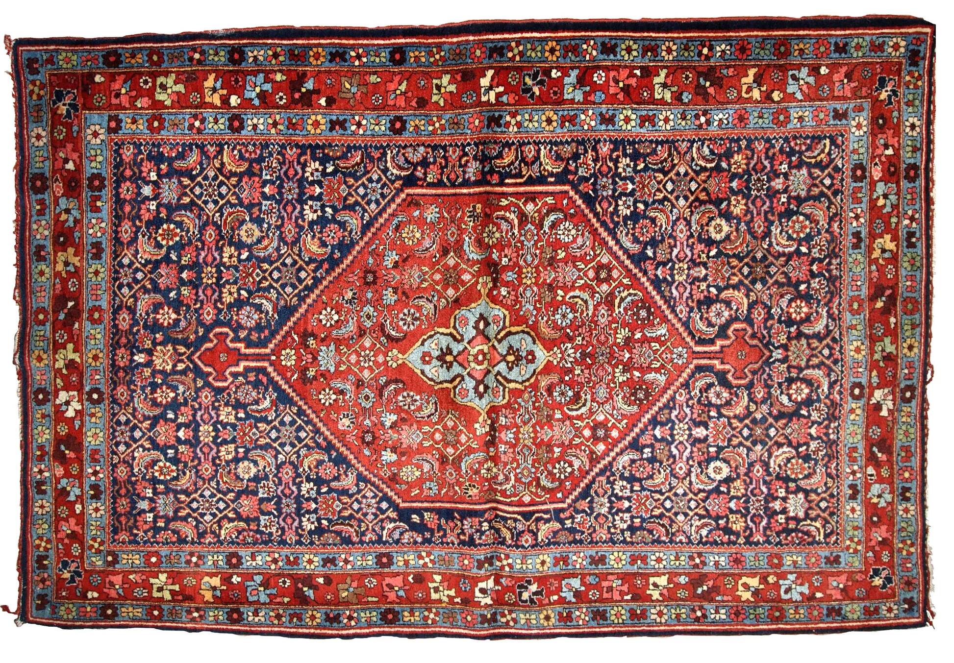 Handmade antique Persian Bidjar rug 4.5' x 5.6' (137cm x 170cm) 1900s - 1B740