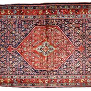 Handmade antique Persian Bidjar rug 4.5' x 5.6' (137cm x 170cm) 1900s - 1B740