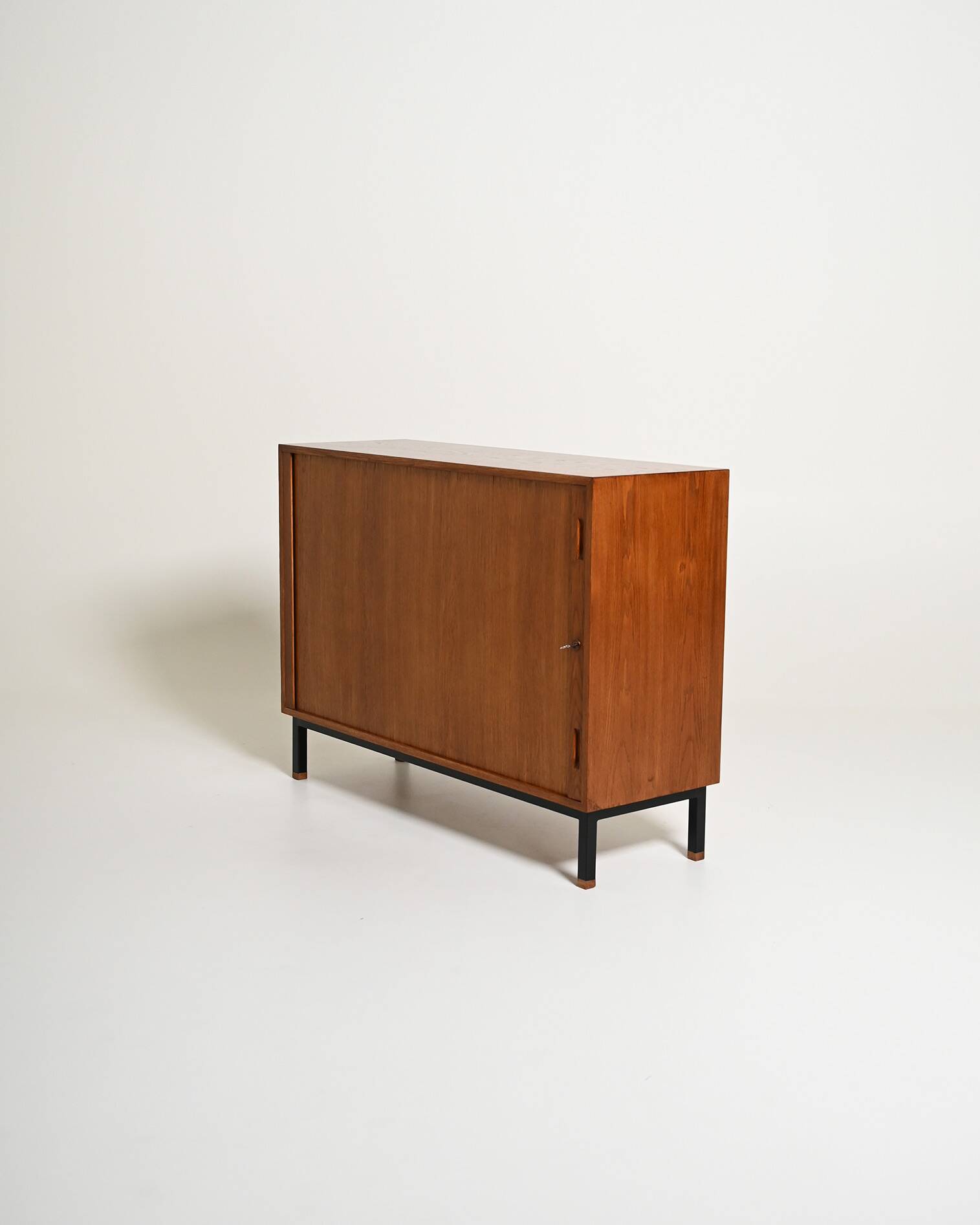 Scandinavian oak cabinet with tambour door, 1960s