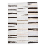 Cream & Brown Striped Vintage Kilim Rug, 204x279Cm