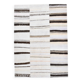 Tapis Kilim vintage à rayures crème et marron, 204 x 279 cm