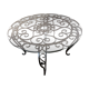 Table basse ronde fer forgé noir et verre