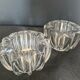 Pair of Art Deco candlesticks in pressed glass moulded signed by AVESN