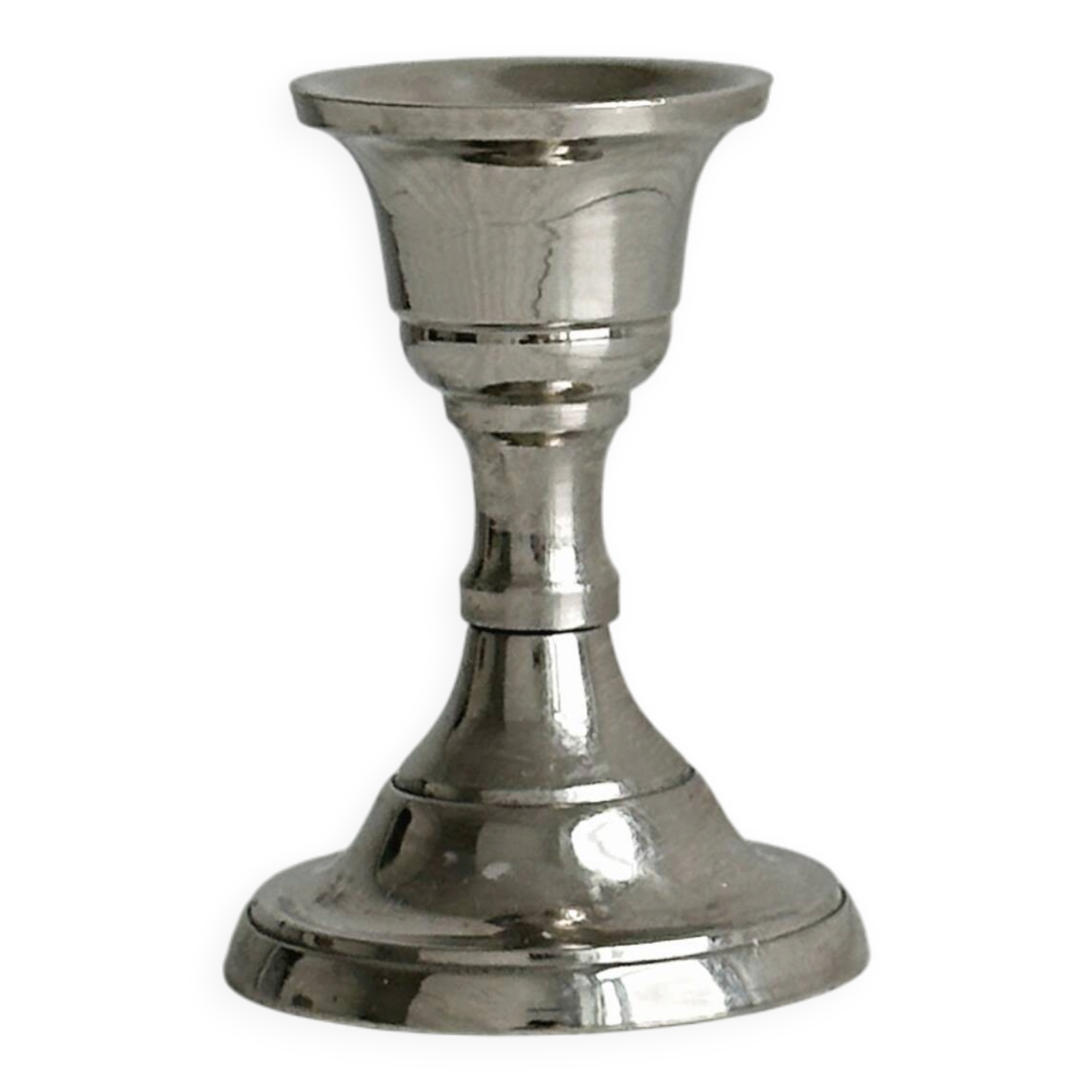 Small lightweight metal candlestick