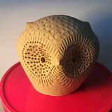 Vintage stoneware owl lamp, circa 1970