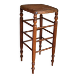 Tabouret ancien cannage et bois tourné