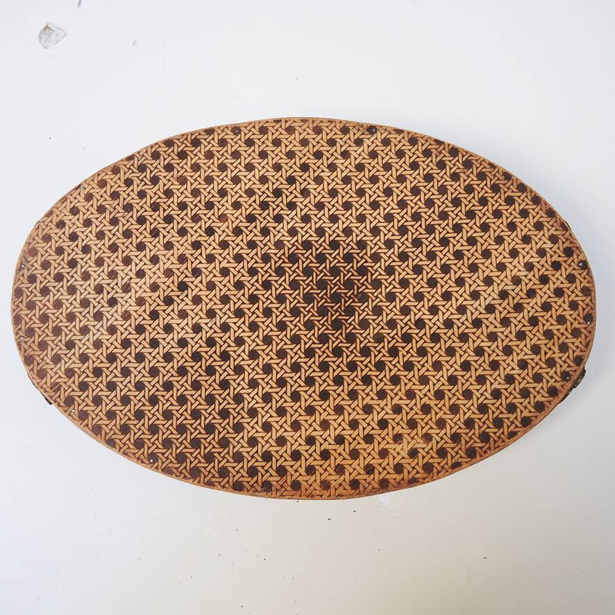 Antique wooden tray and art deco style mirror