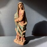 Old Virgin Mary sculpture in polychrome wood, 18th century