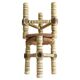 Brutalist Hand-Carved Wood and Fiber Stools, Belgium, Circa 1960s