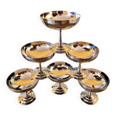 6 vintage stainless steel ice cream cups Letang Remy