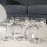 Lot of 6 x Champagne Coupes/Verreries Doyen. Art Deco. In half crystal.