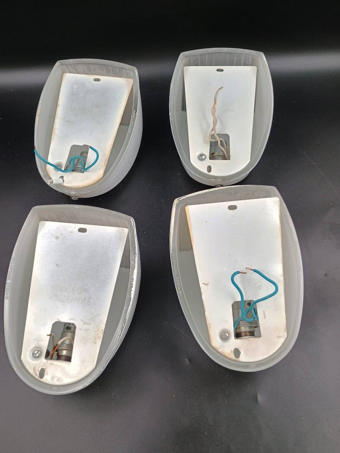 Set of 4 Holophane AMV wall lights. 2 Made in France Industrial loft