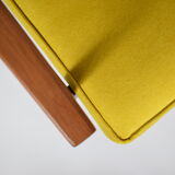 Original vintage armchair "FOX", designer Henry Lis, 1970s, fully restored, yellow