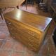 Vintage oak chest of drawers with herringbone patterns from the 1960s.
