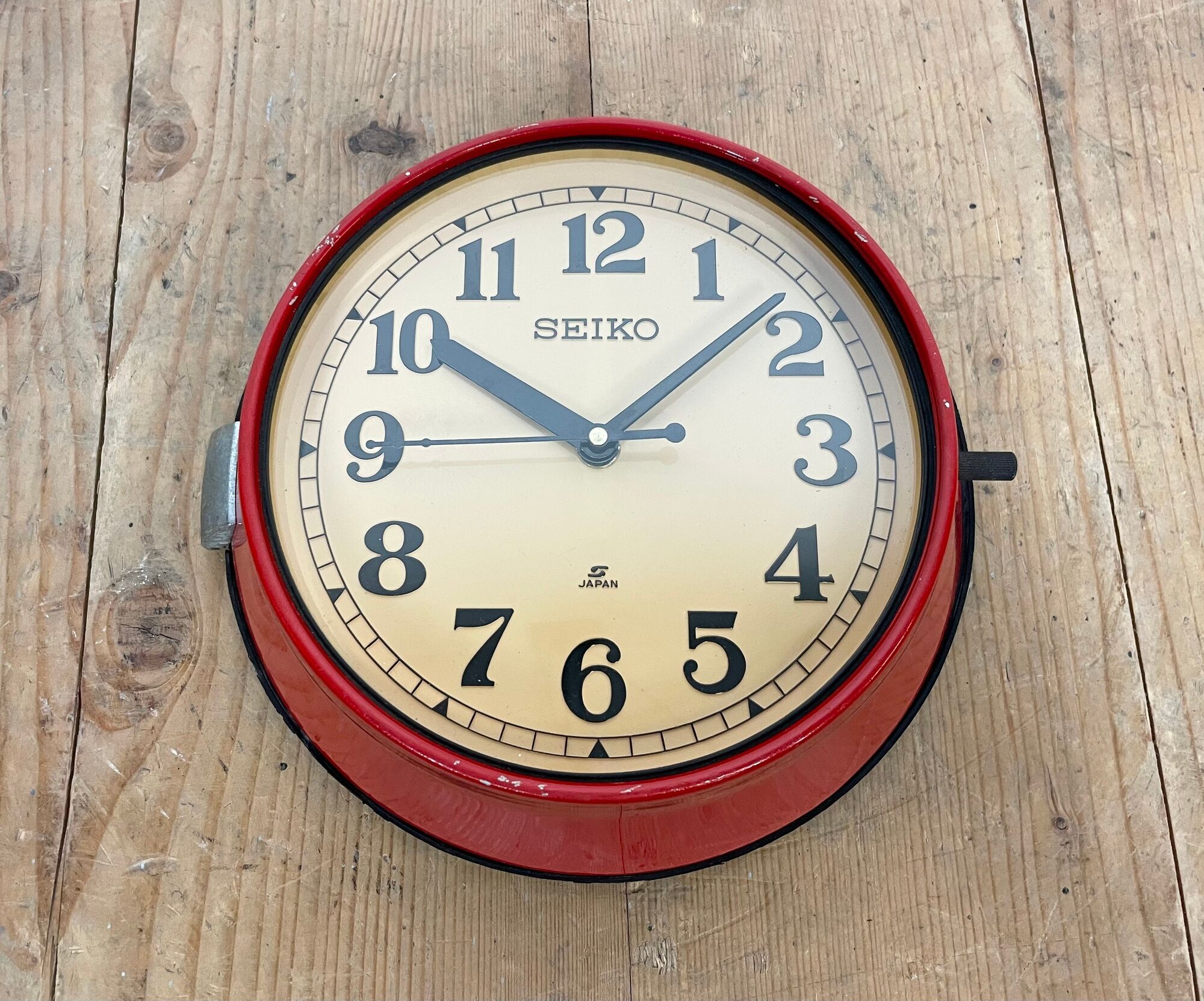 Vintage red seiko navy wall clock, 1970s