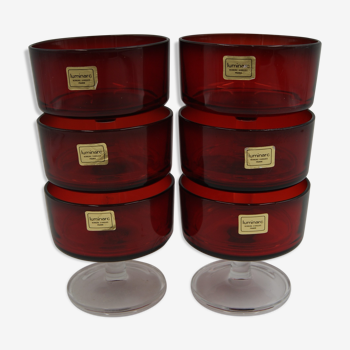 Série 6 coupes desserts Luminarc rubis vintage