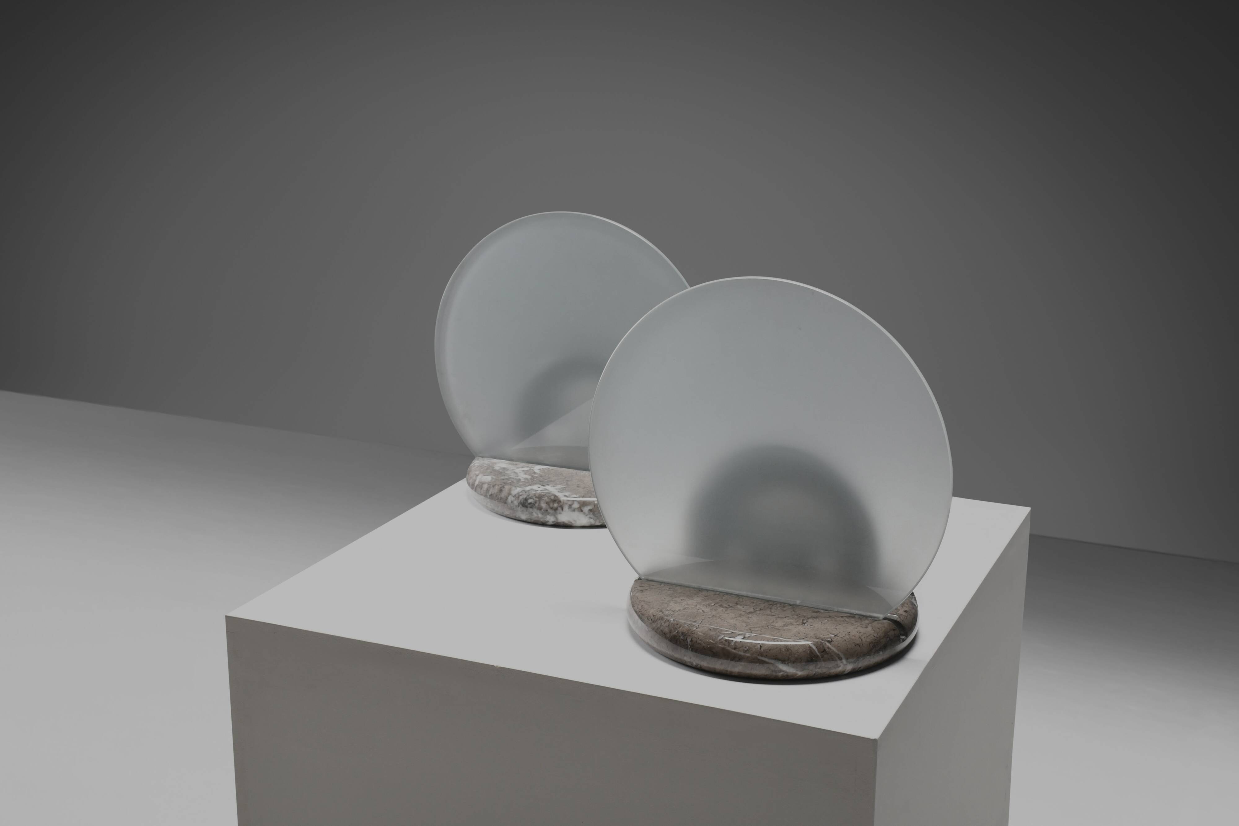 Marble and glass table lamps by Bruno Gecchelin for Skipper, Italy 1970s