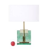 Paire de lampes en verre de Murano, irisé vert. 20e-21e siècle.