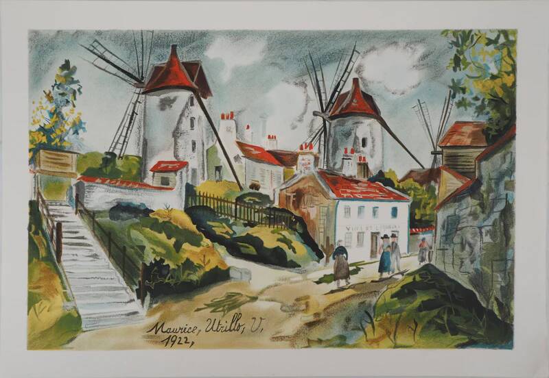 Maurice Utrillo: The Three Mills in Montmartre, signed lithograph