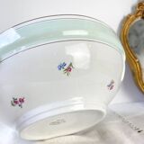 Saladier porcelaine vintage fleuri blanche verte SALINS 66 de 1950s
