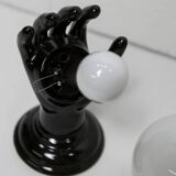 Main wall lamp in black ceramic 1960 original opaline globe