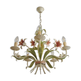 Lustre fleurs vintage forme bouquet de lys rose et vert