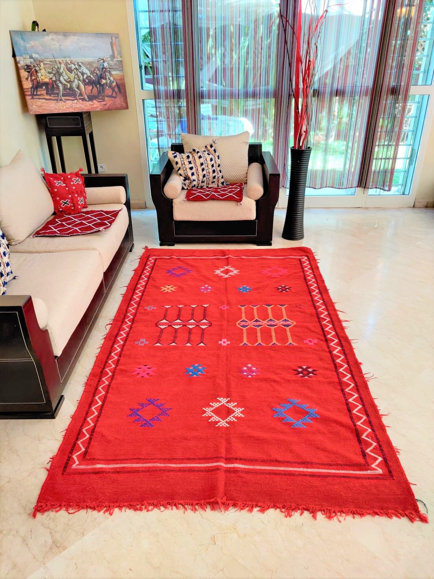 Tapis Berbère rouge ethnique 140x235 cm