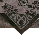 Hand-knotted carved anatolian 1970s 173 cm x 244 cm black carpet