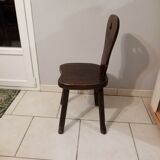 Ancienne chaise en bois brutaliste montage vintage