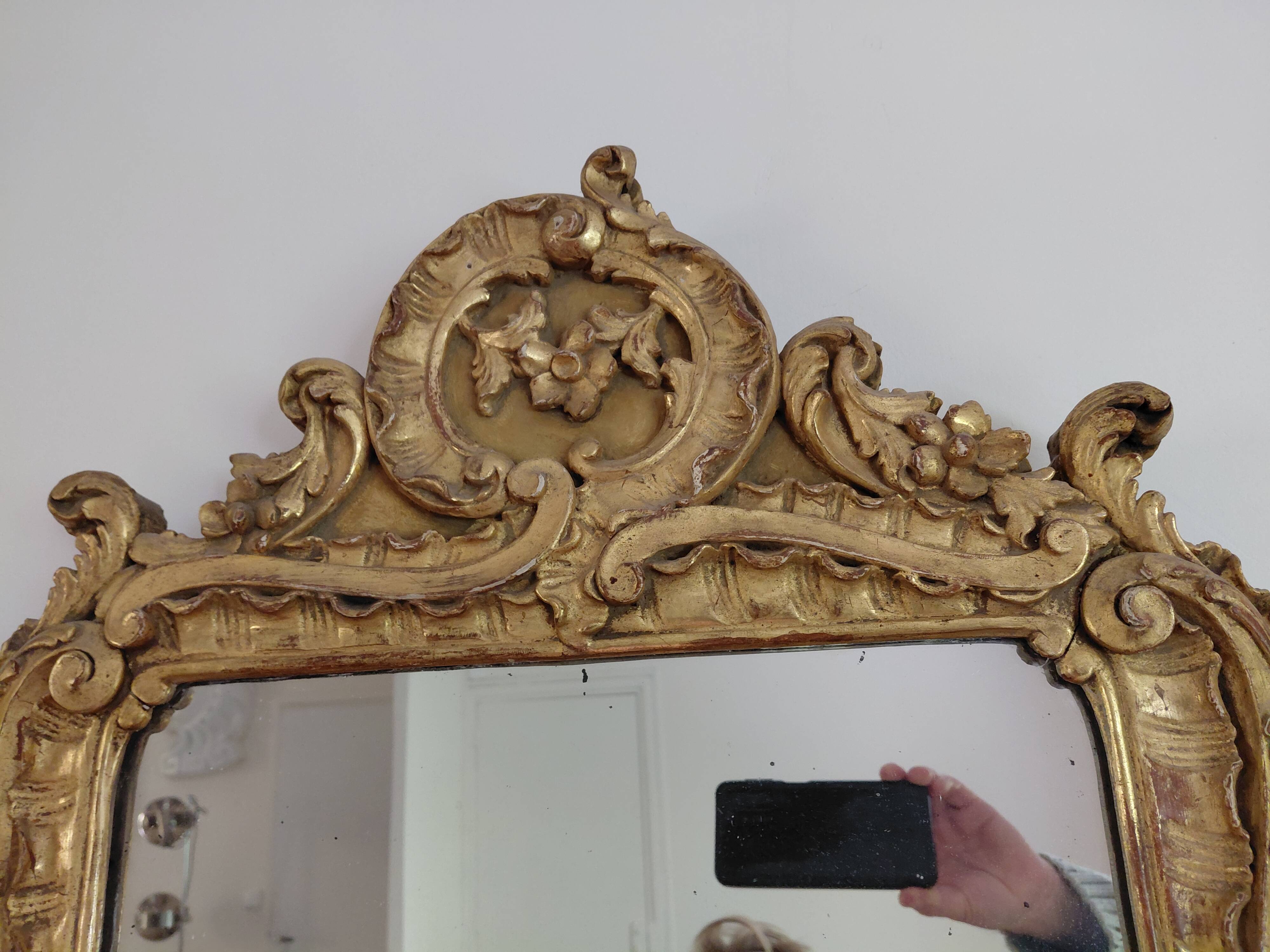 19th-century gilded wooden mirror